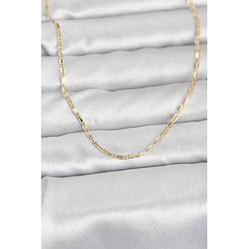 CM 14K Gold Renk Lazerli Zincir Model 60 cm Kad�n Kolye