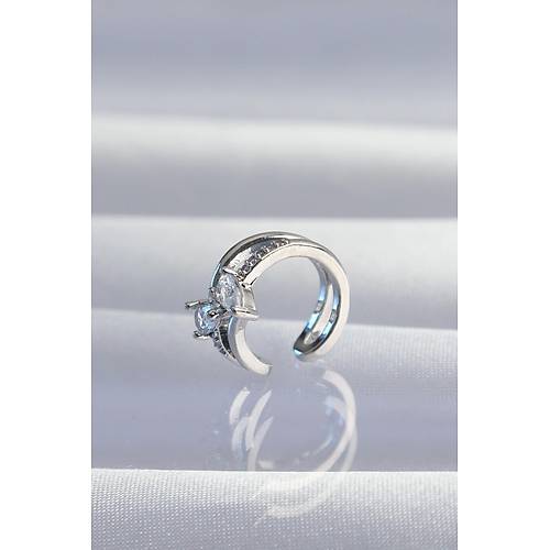 Pirin� G�m�� Renk Zirkon Ta�l� Damla Earcuff K�pe