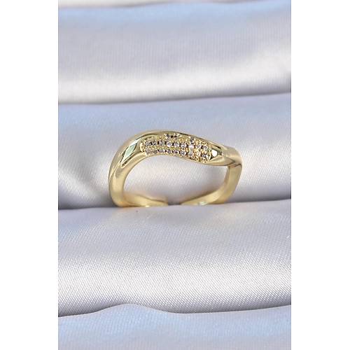 Pirin� Gold Renk Zirkon Ta�l� Kad�n Y�z�k