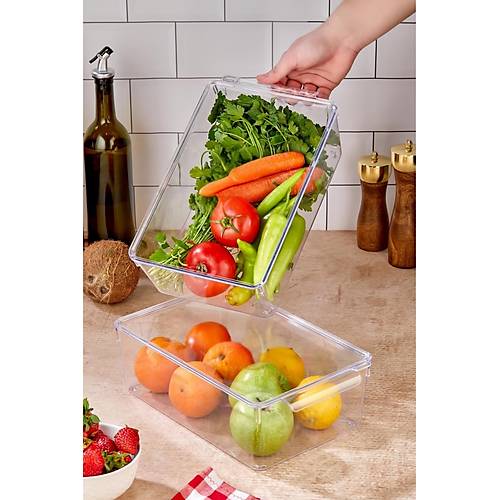 3 L� Kapakl� Buzdolab� Organizeri & Buzdolab� D�zenleyici 4,5 lt