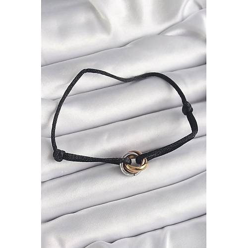 Siyah Renk �pli Asans�rl� Mix Renk �elik Halka Model Kad�n Bileklik