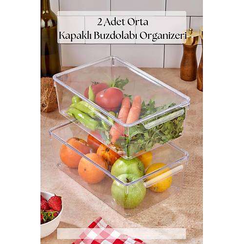 2 Li Kapakl� Buzdolab� Organizeri & Buzdolab� D�zenleyici 4,5 lt