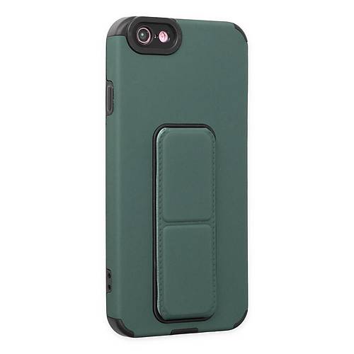 iPhone 6 K�l�f Mega Standl� Silikon - Ye�il