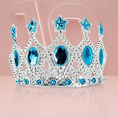 �ocuk Krali�e Tac� - Mavi Y�ld�z ��lemeli Prenses Tac� 15x7 cm