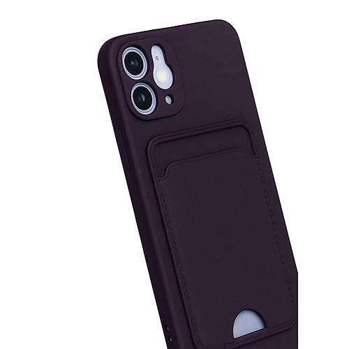 iPhone 12 K�l�f Kelvin Kartvizitli Silikon - Derin Mor