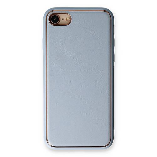 iPhone 7 K�l�f Coco Deri Silikon Kapak - A��k Mavi