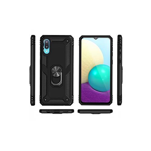 Galaxy A02 K�l�f Sofya Y�z�kl� Silikon Kapak - Siyah