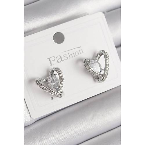 Pirin� G�m�� Renk Zirkon Ta�l� Kalp Model Kad�n K�pe