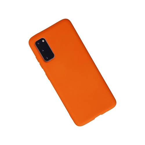 Galaxy S20 K�l�f Nano i�i Kadife Silikon - Turuncu