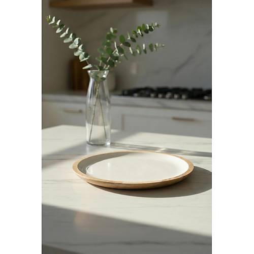 Mango Agac� Servis Taba�� & Sunum Taba�� 25 Cm Krem