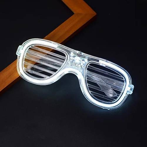 Beyaz Led I��kl� Parti G�zl��� - Neon Glow �erit G�zl�k 3 Modlu