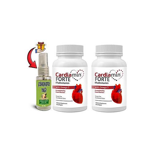 Cardiamin Forte 2 Kutu Multivitaminli Omega3l� 60 Soft Jel Kaps�ll� Form�l + ��rek Otu Ya�� 30 ml