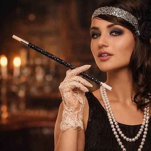 30 cm Siyah Payetli Sigara Tutaca�� � 1920�ler Gatsby Parti Aksesuar�