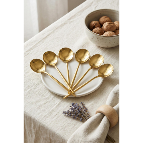 6'l� L�ks Gold Paslanmaz �elik Tatl� Ka���� Seti (16 cm)