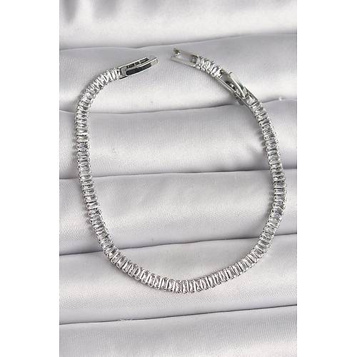 Pirin� G�m�� Renk Zirkon Ta�l� Su Yolu Model Kad�n Bileklik