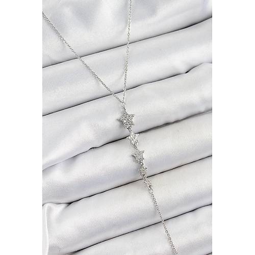 Pirin� Zirkon Ta�l� S�ral� Y�ld�z Fig�rl� Y Model G�m�� Renk Kad�n Kolye