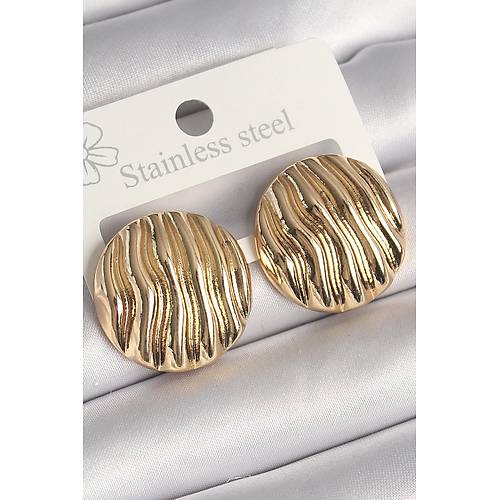 Pirin� Gold Renk ��lemeli Daire Plaka Model Kad�n K�pe