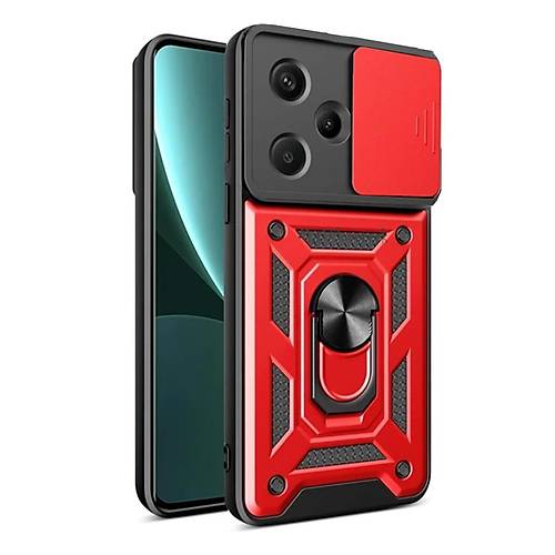 Redmi Note 13 Pro Plus K�l�f Pars Lens Y�z�kl� Silikon - K�rm�z�