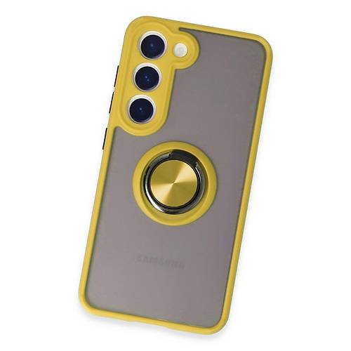 Galaxy S23 K�l�f Montreal Y�z�kl� Silikon Kapak - Sar�