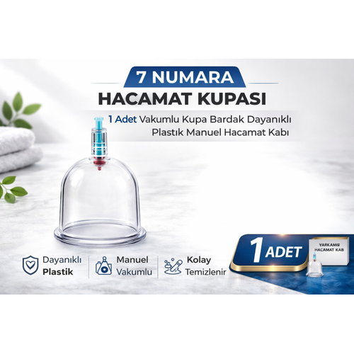 7 Numara Hacamat Kupas� 1 Adet Vakumlu Kupa Bardak Dayan�kl� Plastik Manuel Hacamat Kab�