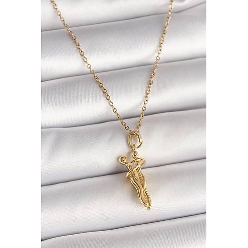 316L �elik Gold Renk Zincir Sar�lma Model Kad�n Kolye