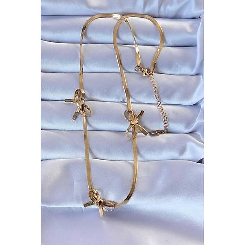 316L �elik Alt�n Renk �talyan Zincirli Fiyonk Kolye