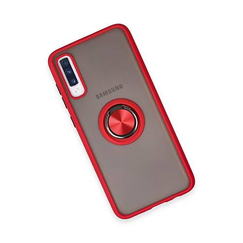 Galaxy A70 K�l�f Montreal Y�z�kl� Silikon Kapak - K�rm�z�