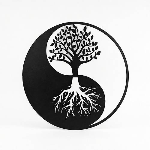 Yin Yang Hayat A�ac� Duvar Tablosu MDF Lazer Kesim Modern Spirit�el Duvar S�s�