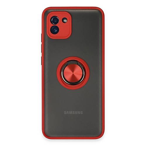Galaxy A03 K�l�f Montreal Y�z�kl� Silikon Kapak - K�rm�z�