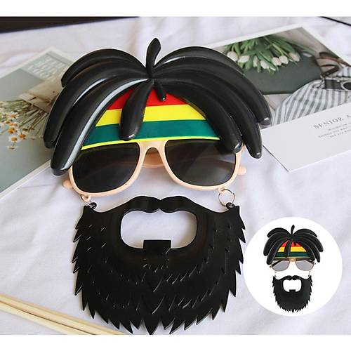 Rasta Peruklu Rasta Sakall� Bob Marley B�y�kl� Parti G�zl��� 27x18 cm