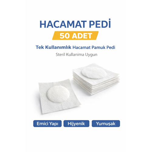 Hacamat Pedi 50 Adet � Tek Kullan�ml�k Hacamat Pamuk Pedi Steril Kullan�ma Uygun