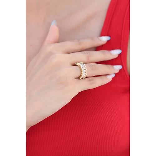 Zirkon Ta�l� Baget Gold Renk Kad�n Y�z�k