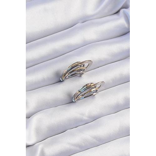 Pirin� Gold G�m�� Renkli D�z Plaka Halka K�pe