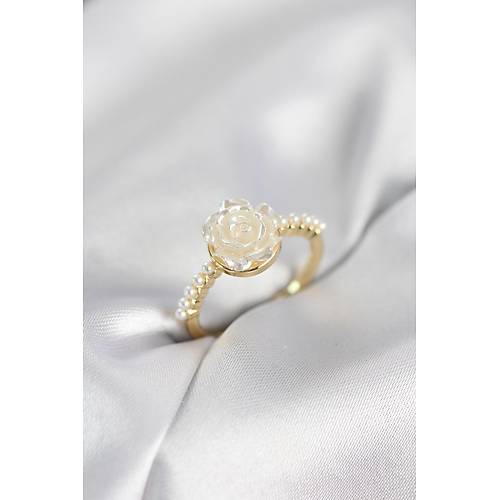 Gold Renk G�l Model �ncili Kad�n Y�z�k