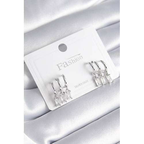 Pirin� G�m�� Renk 3'l� Sallant� Zirkon Ta�l� K�pe