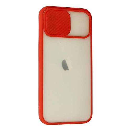 iPhone 12 K�l�f Palm Buzlu Kamera S�rg�l� Silikon - K�rm�z�