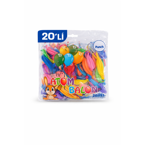 Renkli Atom Balon Punch Balon Lastik �pli Parti Balonu 20 ADET