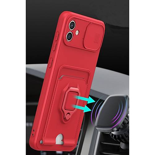 Galaxy A05 K�l�f Zuma Kartvizitli Y�z�kl� Silikon - K�rm�z�
