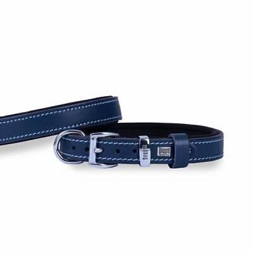 Konfor Deri K�pek Boyun Tasmas� Royalblue 2x30 35 Cm