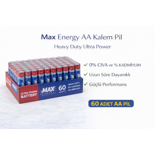 Max Energy AA Kalem Pil 1.5V R6 Heavy Duty Ultra Power 4l� 15 Paket
