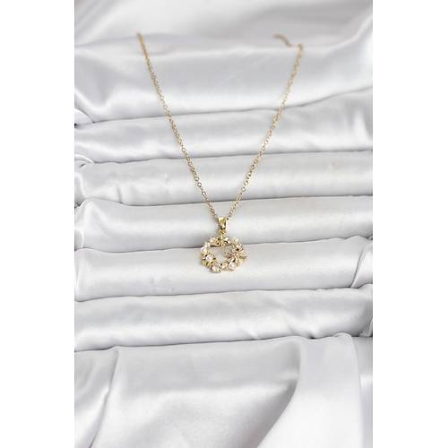 316L �elik Zincir Gold Renk �ncili �i�ek Model Kad�n Koyle