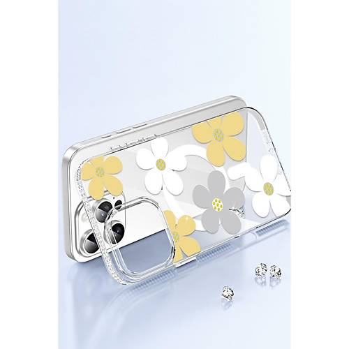 iPhone 16 Floral Magsafe Kapak - Beyaz