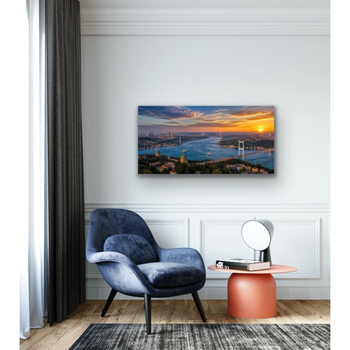 3 Bo�az Manzaral� �stanbul Kanvas Tablo 60X120 CM
