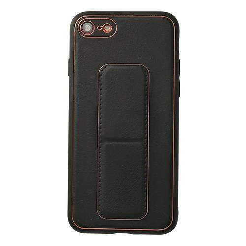 iPhone 7 K�l�f Coco Deri Standl� Kapak - Siyah