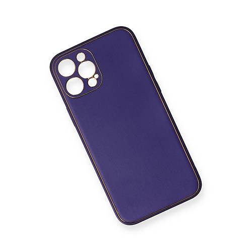 iPhone 12 Pro K�l�f Coco Deri Silikon Kapak - Mor