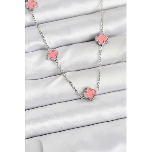 316L �elik Zincir G�m�� Renk Pembe Baby Boy Yonca Kad�n Kolye