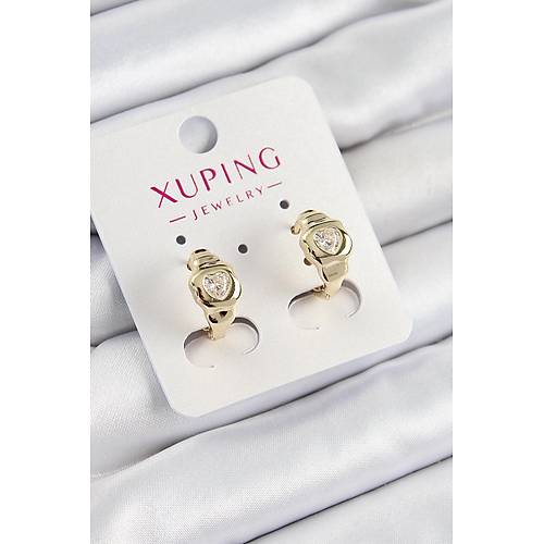 Xuping Zirkon Ta�l� Kalp Model Gold Renk Kad�n K�pe