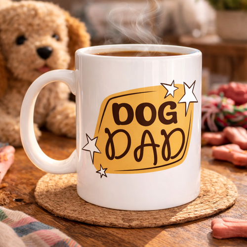 Dog Dad Kupa MODEL 184 � K�pek Babas� Temal� Porselen Kahve Kupas� � K�pek Severlere �zel Hediyelik Kupa