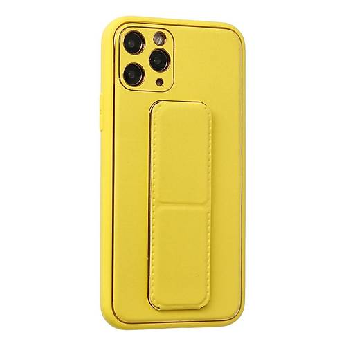 iPhone 11 Pro K�l�f Coco Deri Standl� Kapak - Sar�