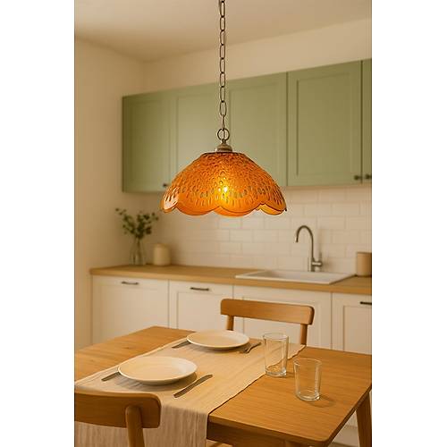 Bal Rengi Akrilik Avize Modern Dekoratif Ayd�nlatma 35x35x12 cm